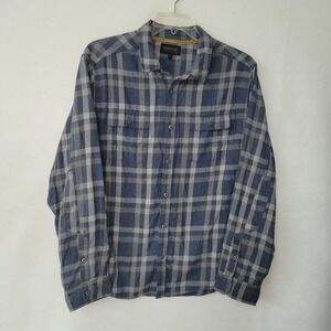 Brothers Sons XL Men Flannel Shirt Plaid Button Up Long Sleeve Blue Gray Outdoor